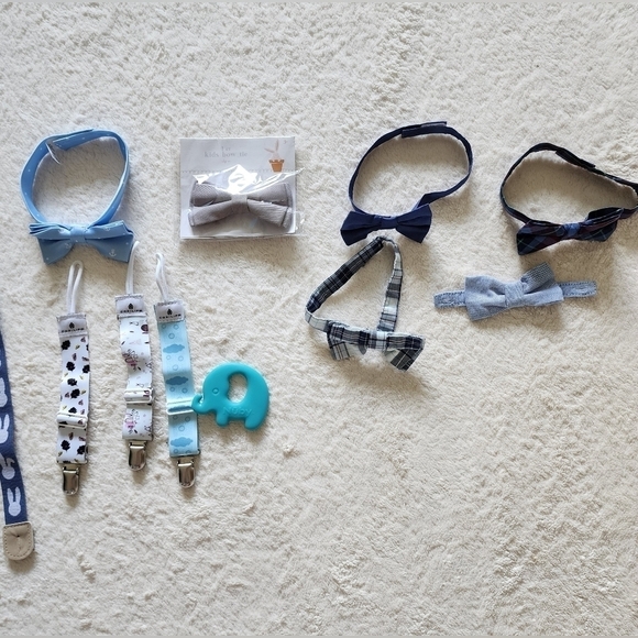 Baby boy bow ties, pacifier holders, suspenders large bundle size newborn- 2t - Picture 3 of 3